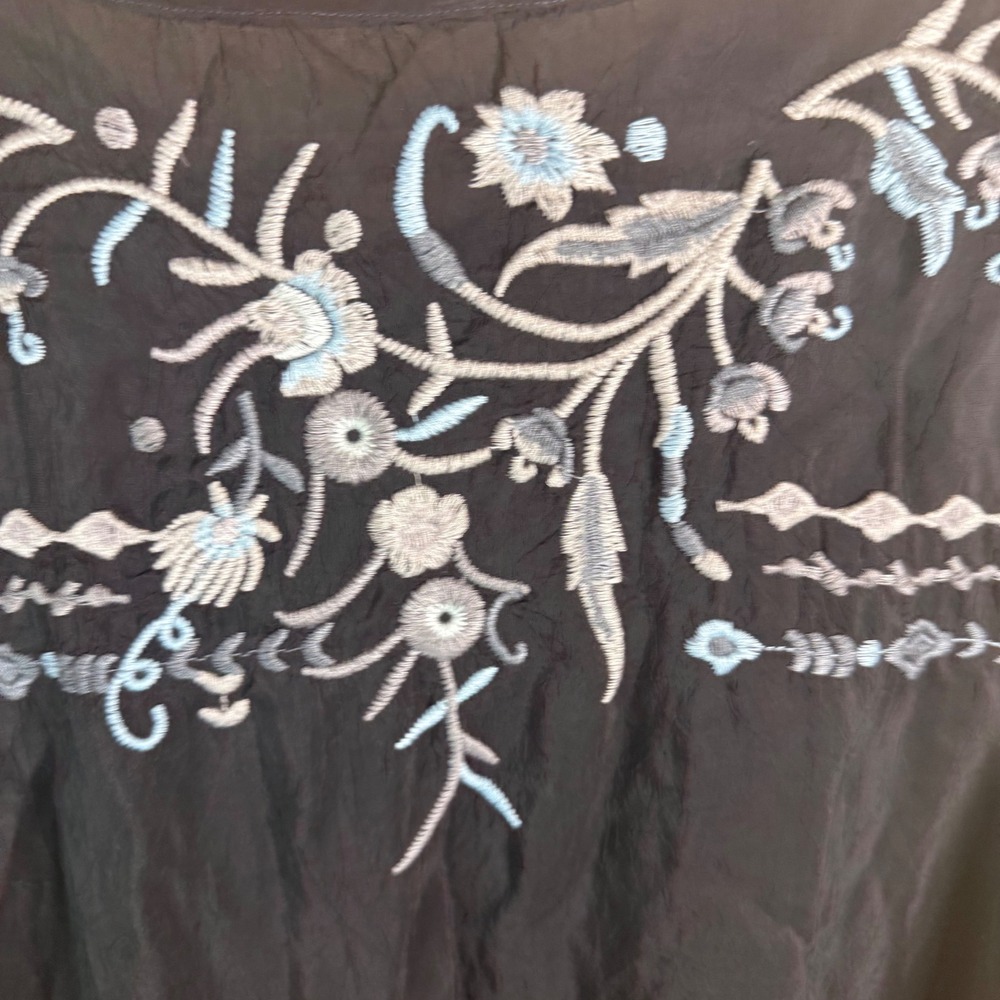 Johnny Was Embroidered Tunic Women XXL Black Floral Boho Peasant Whimsical Flowy - Picture 8 of 9